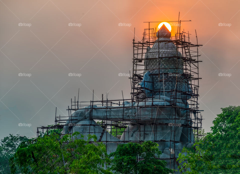Graceful Ganesha statue in front of a beautiful land scape