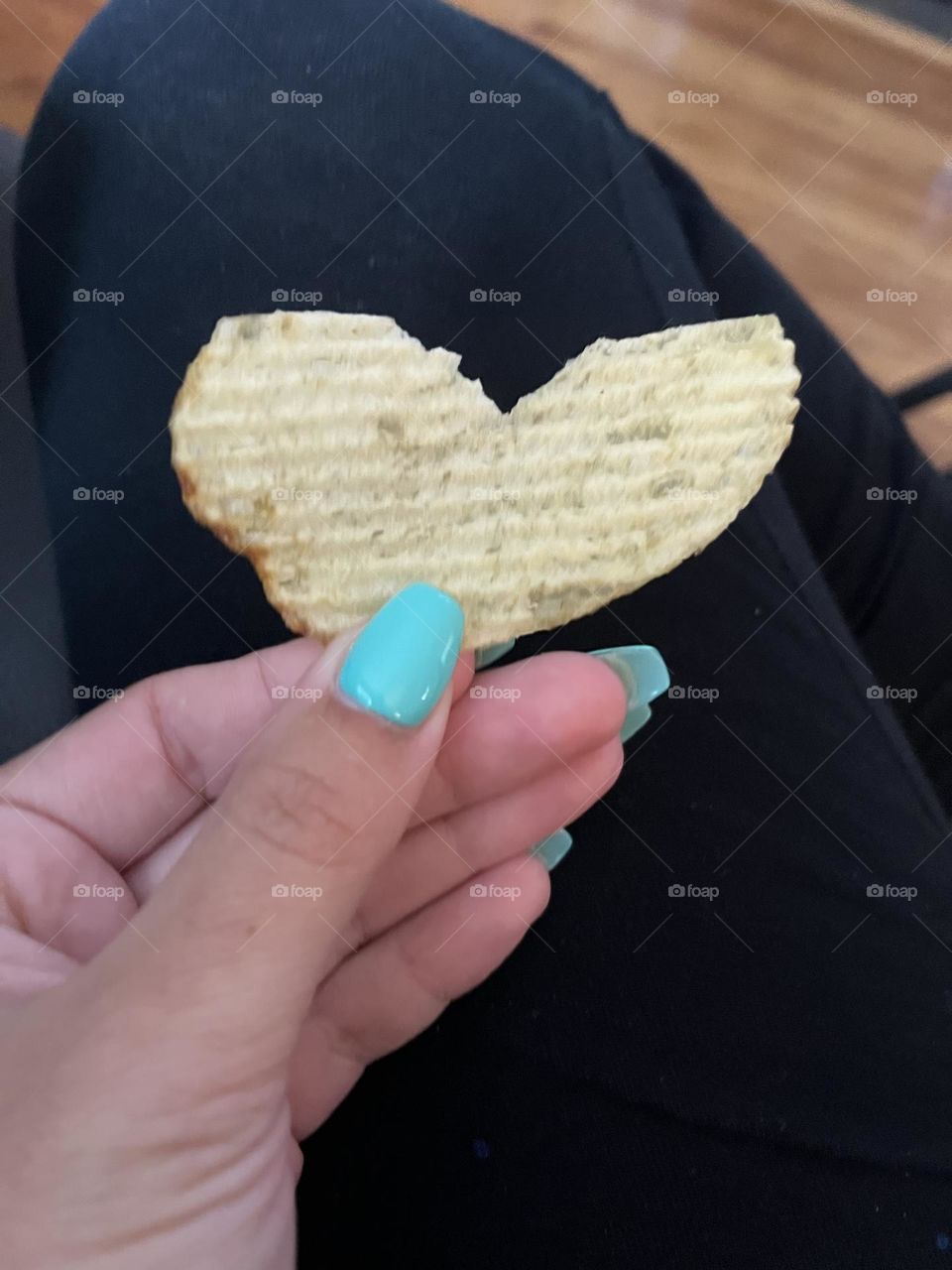 Heart shaped potato chip