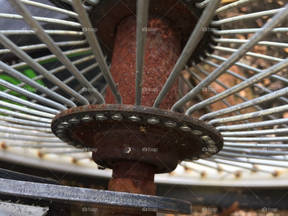 Old rusted bicycle wheel 