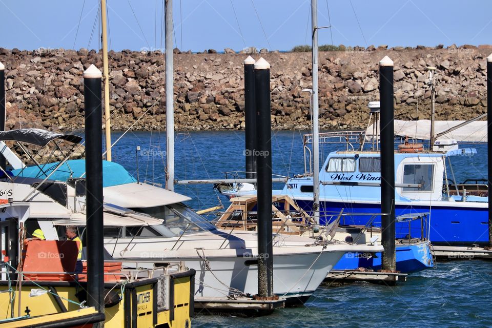 Boats in an ocean side marina 