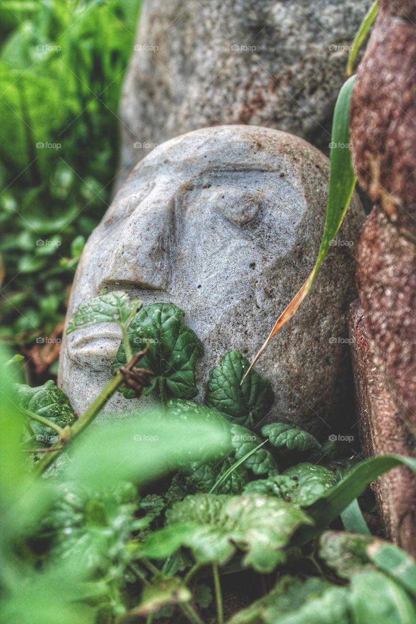 ancient find face carved on stone