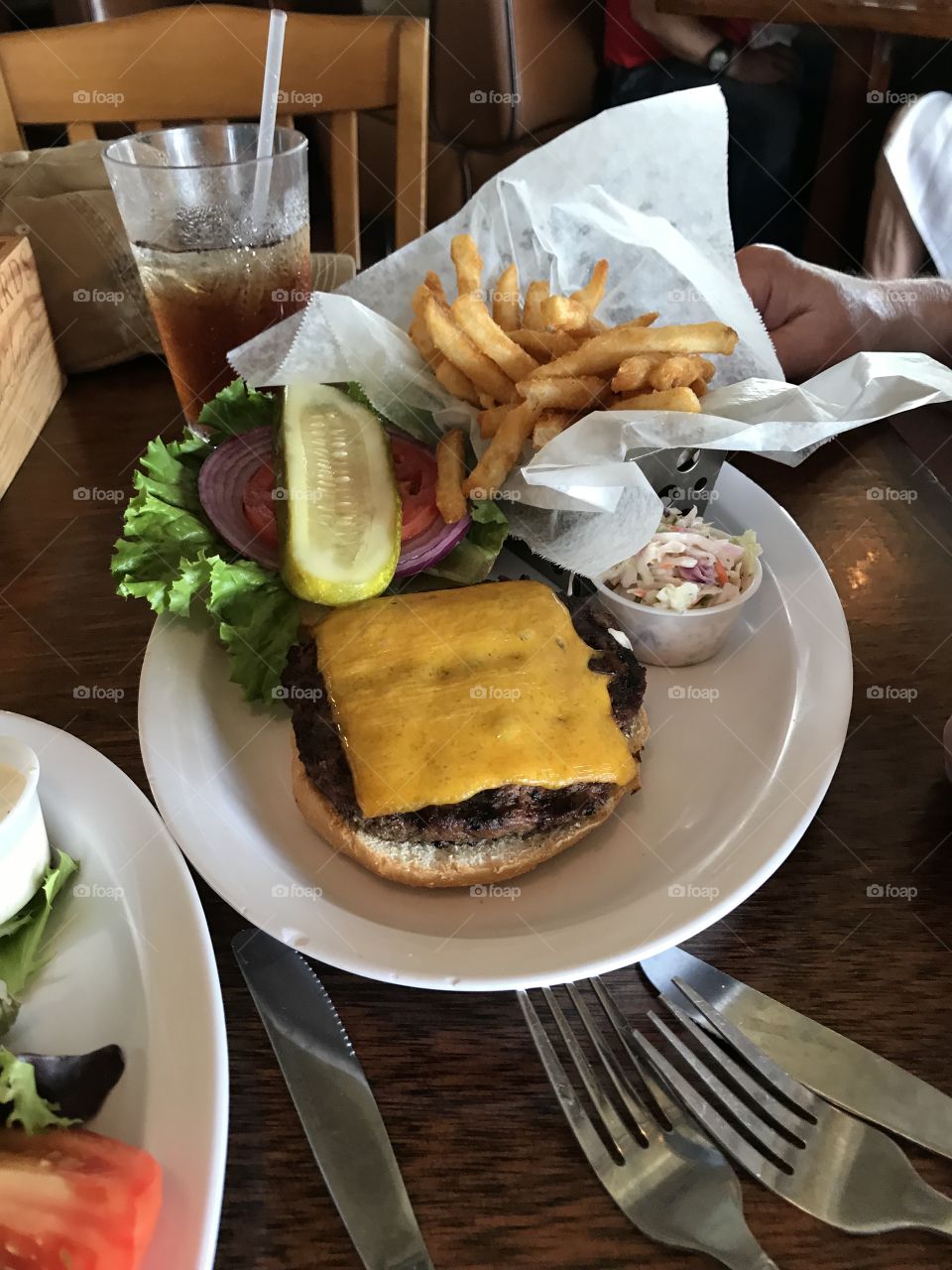 Look at the big cheeseburger and yummy!