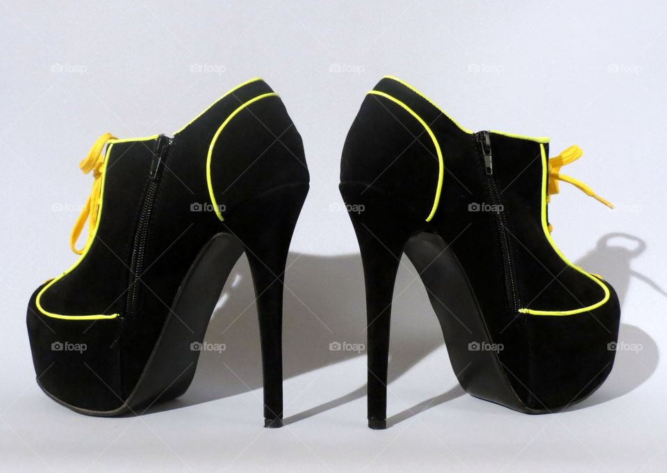 Black suede high heel shoes