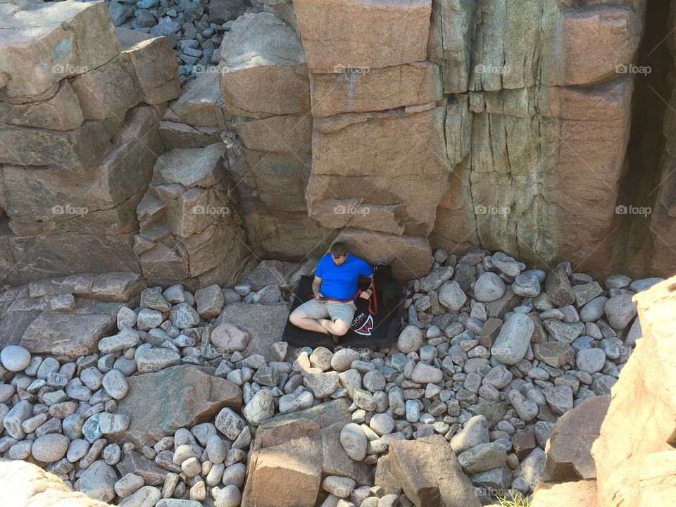 Taking a break from bouldering