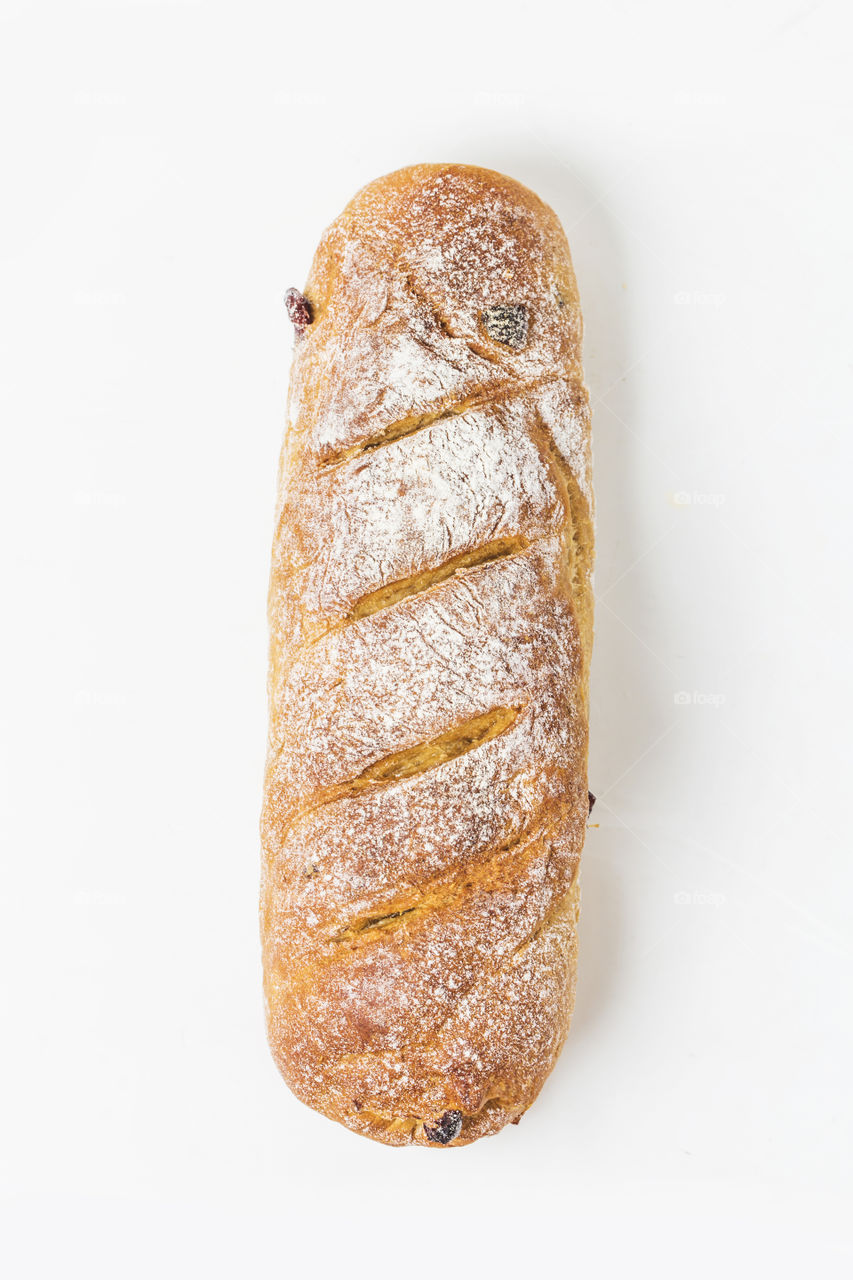 Bread on white background