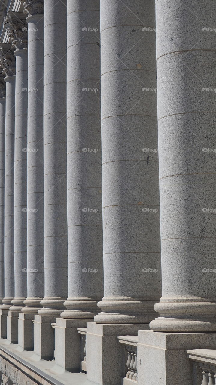 Architectural column detail. Capitol building Salt Lake City Utah, depicting classic roman stone columns