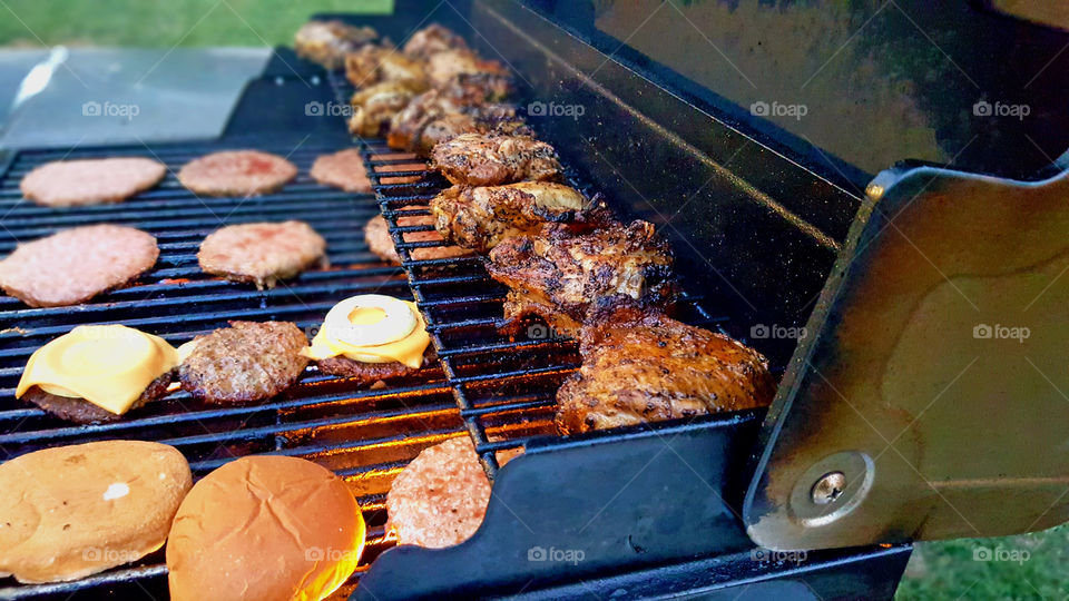 cooking, grilling, burgers, chicken, meat