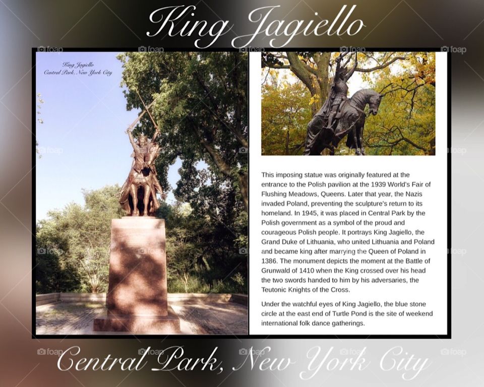 King Jagiello Statue - Central Park, New York City. Instagram,@PennyPeronto