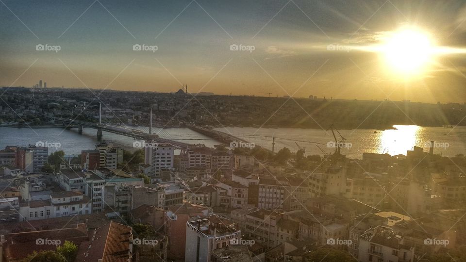 istanbul at sunset. top view of istanbul at sunset