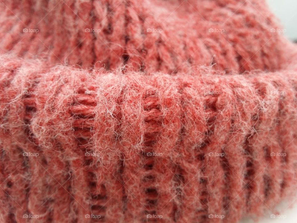 A woven winter hat close up in macro