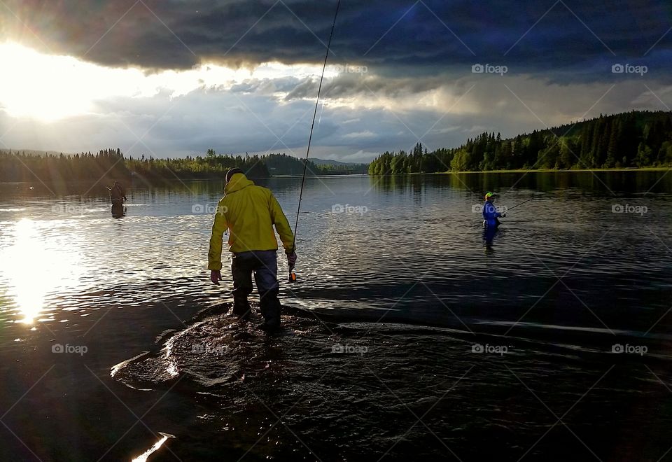 Fishing in dark sunset!. Fishing by summer nights