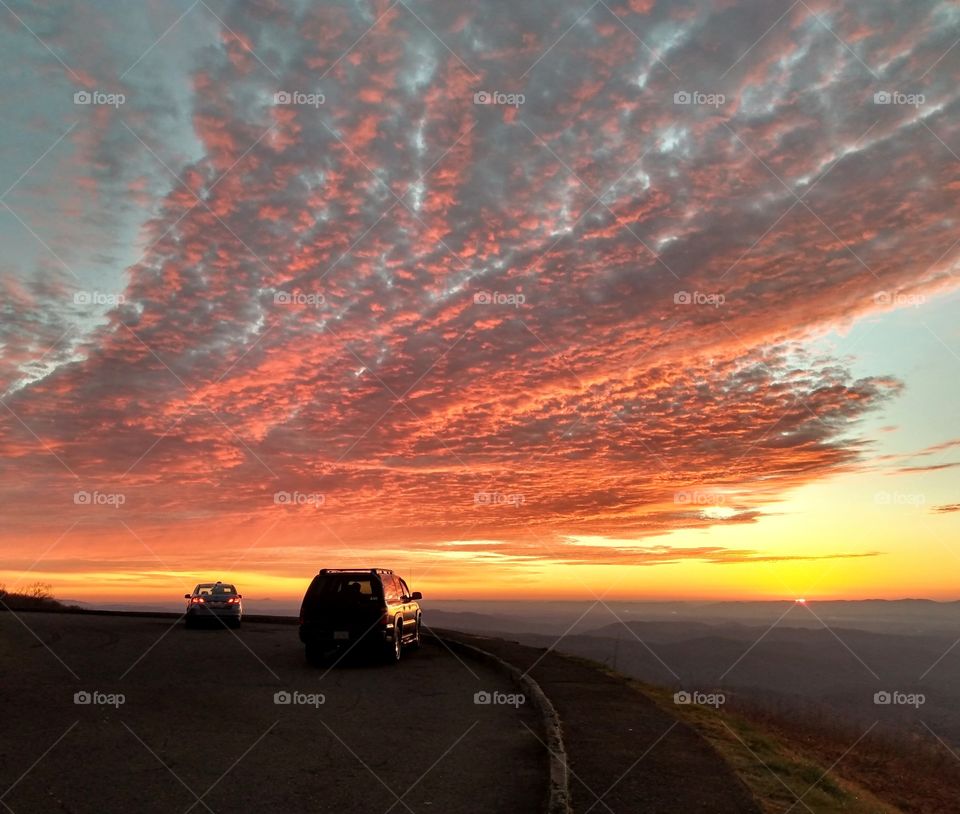 Views of a wildfire. Sunrise and smoke