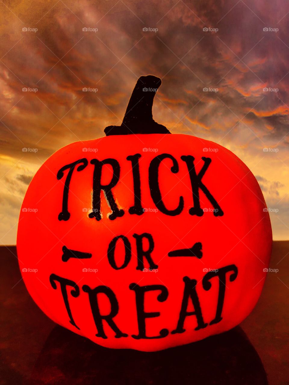 Trick or treat! Spooky pumpkin.