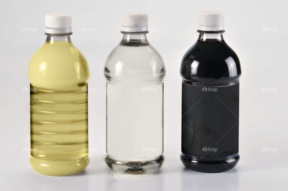 Tree glass bottle unlabeled White background