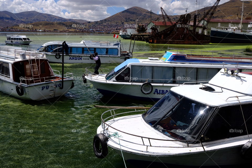 Tourist boats bound for uros