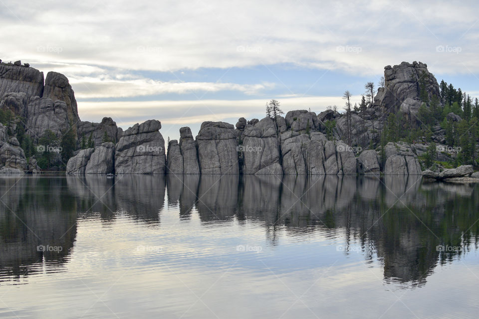 Rocks and Sky Reflecting in Sylvan Lake