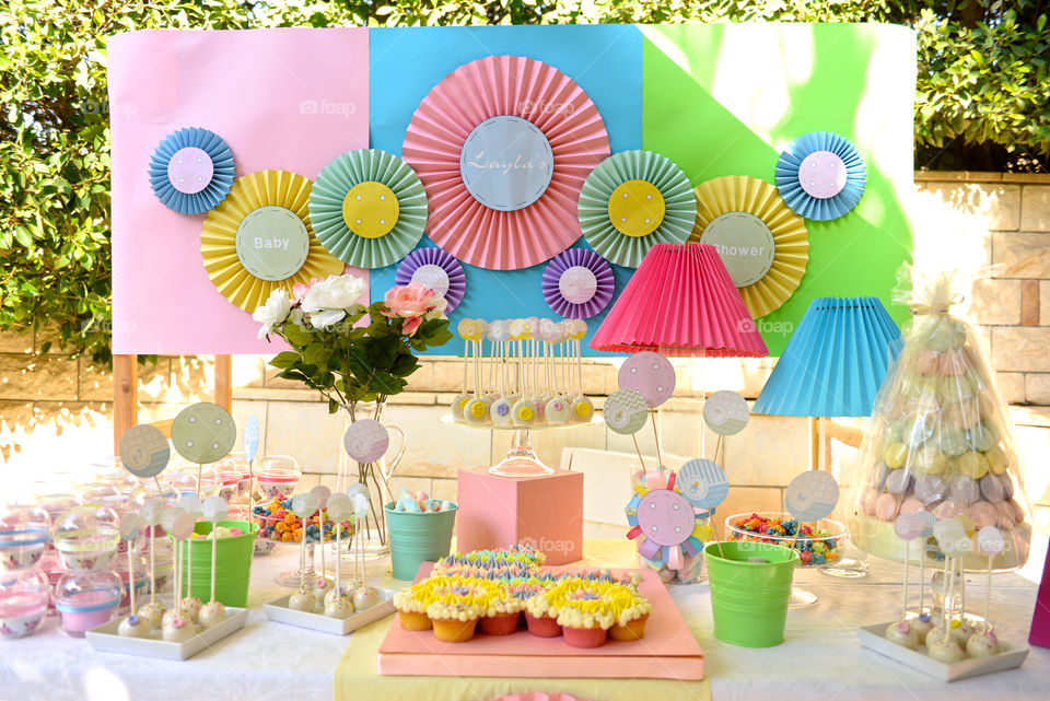 candy table for a baby shower party
