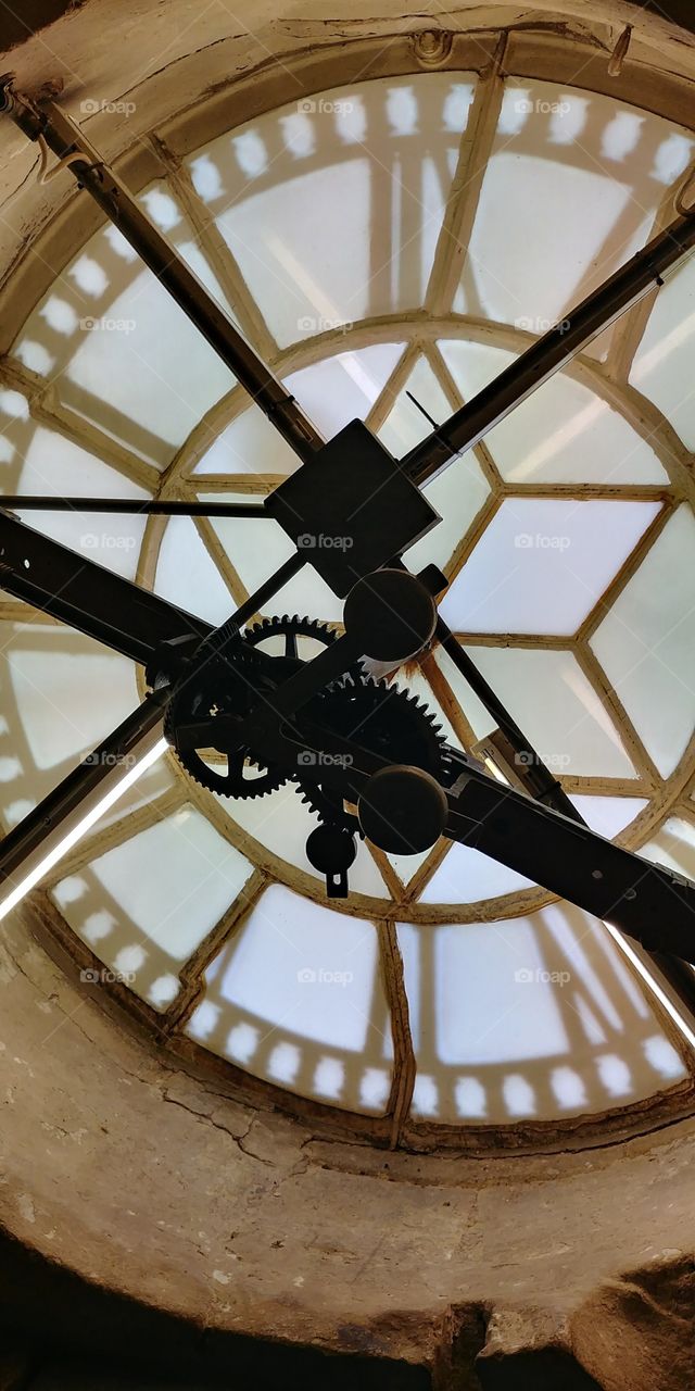 inside of large clock mechanism