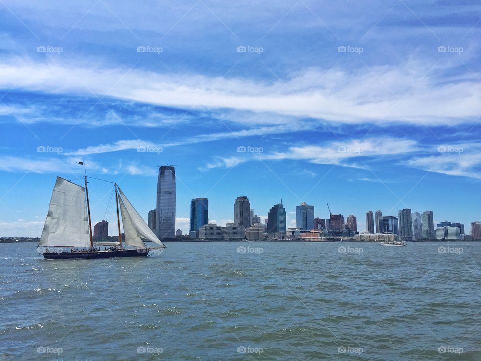 Sailing boat at sea