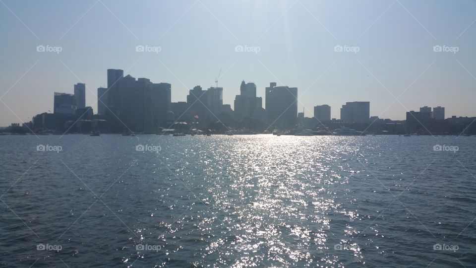 Boston Skyline. Cruise on the harbor