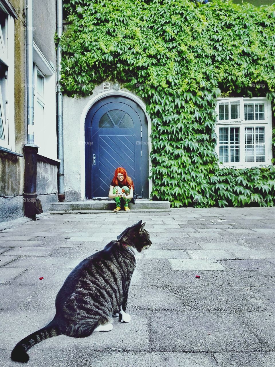 redhead & cat