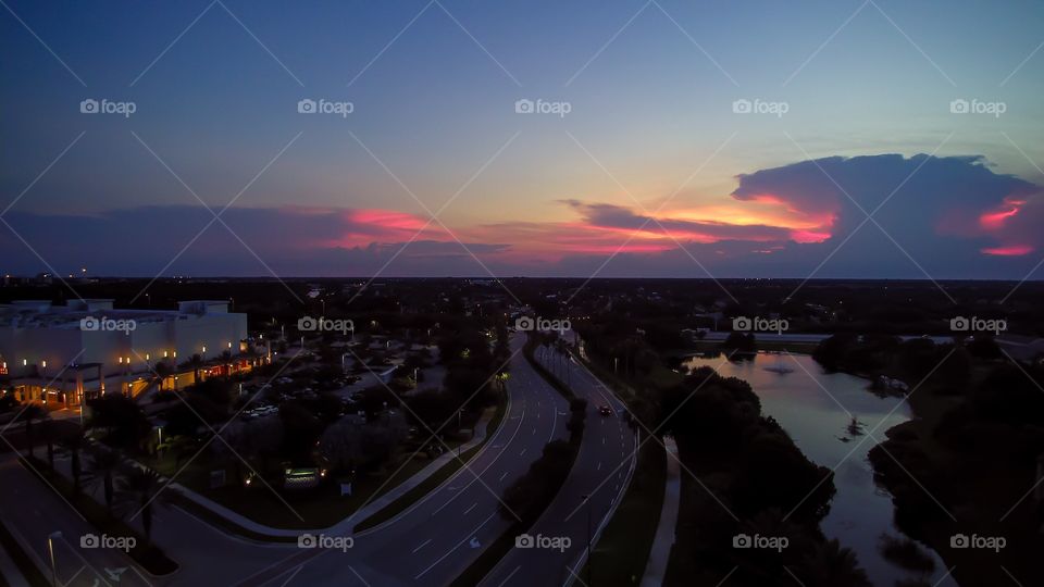 Palm Beach Gardens, FL ariel sunset
