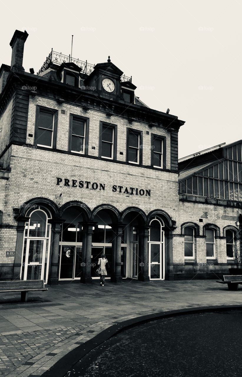 Monochromatic Preston Train Station Taken In England 