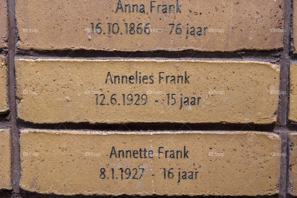 Bricks From The Holocaust Name Monument For Peopel With The Frank Family Name At Amsterdam The Netherlands 29-4-2024