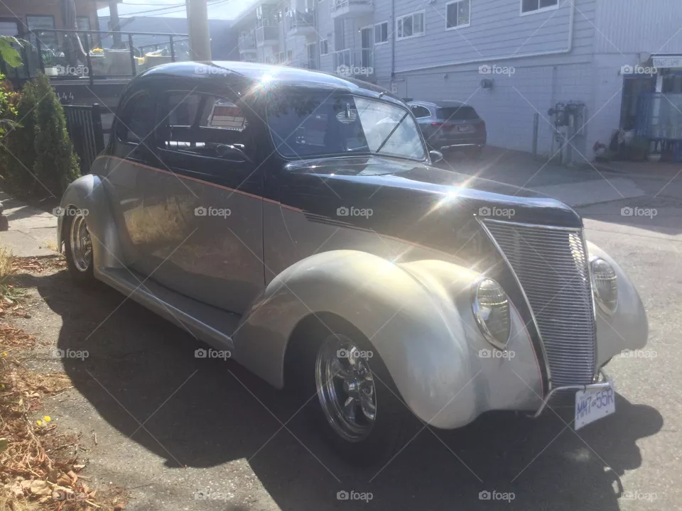 Classic Black and White Hotrod 