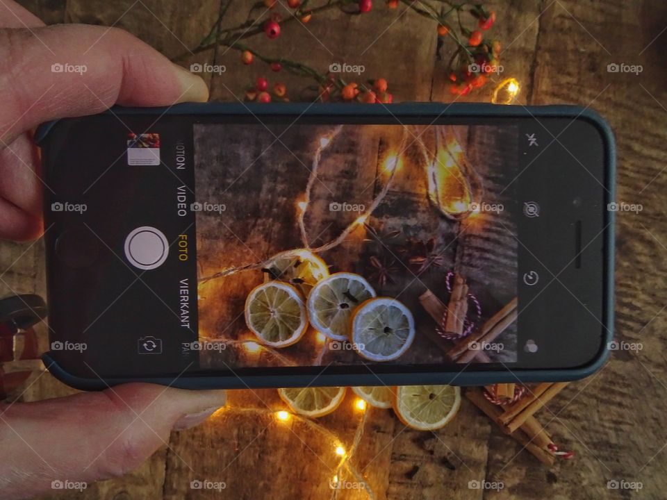 Making a photo with a mobile phone