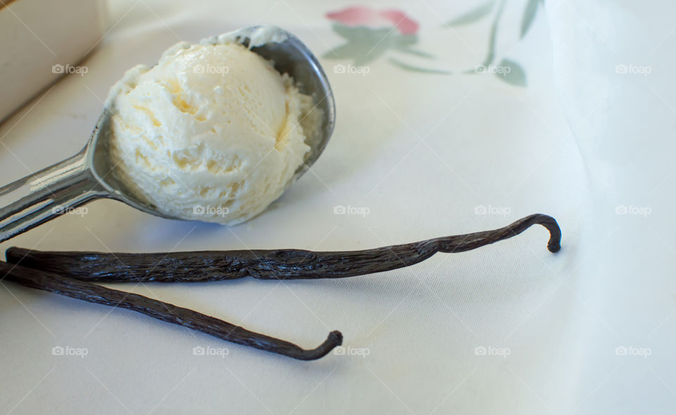 Serving ice cream with plant pod