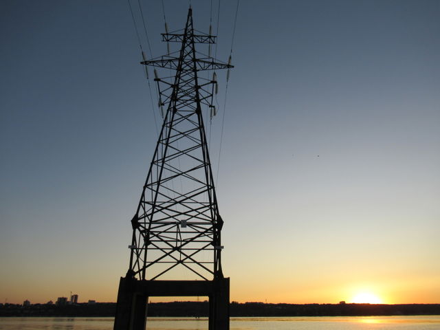 sunset and power line
