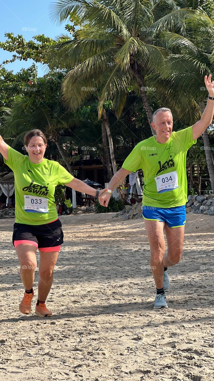 Couple running together. 