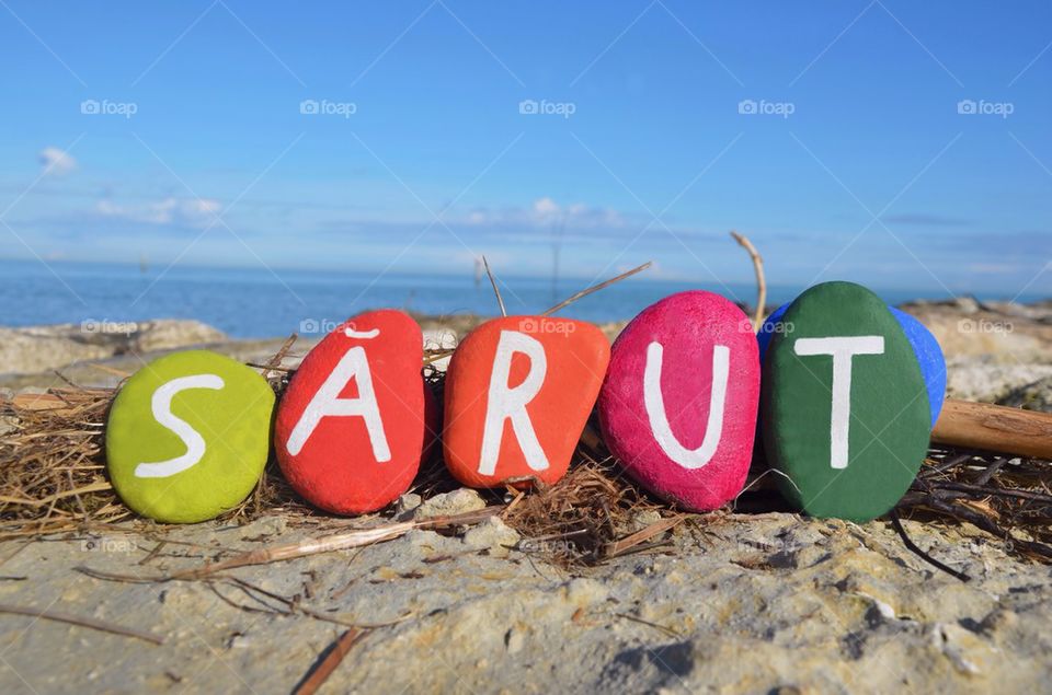 Sărut, romanian kiss on colourful stones