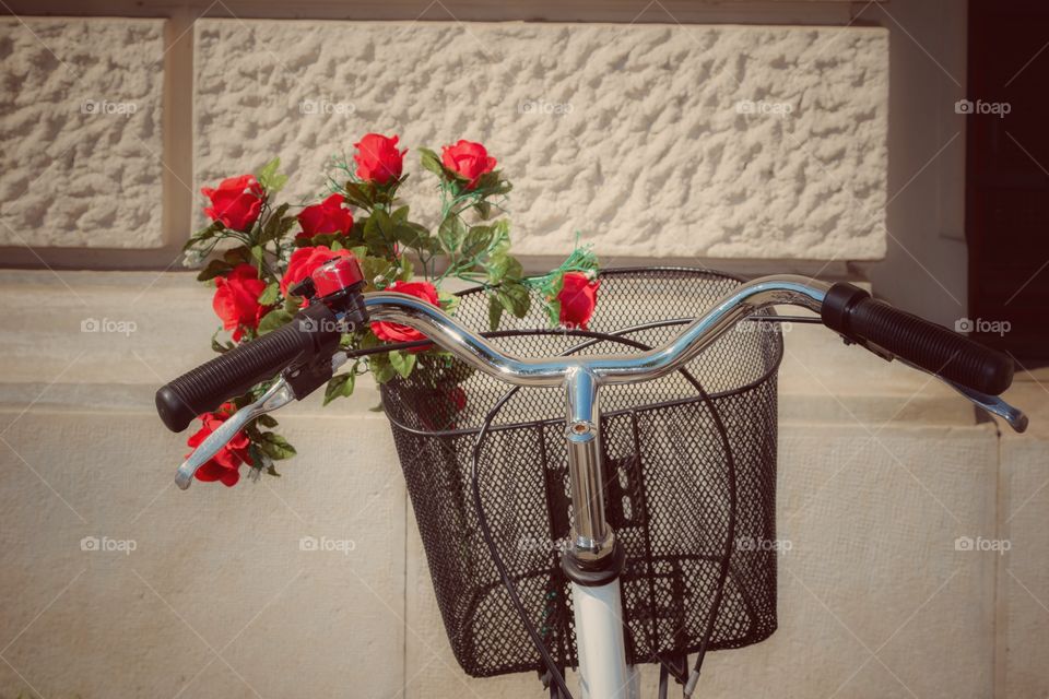 Bike basket with flowers