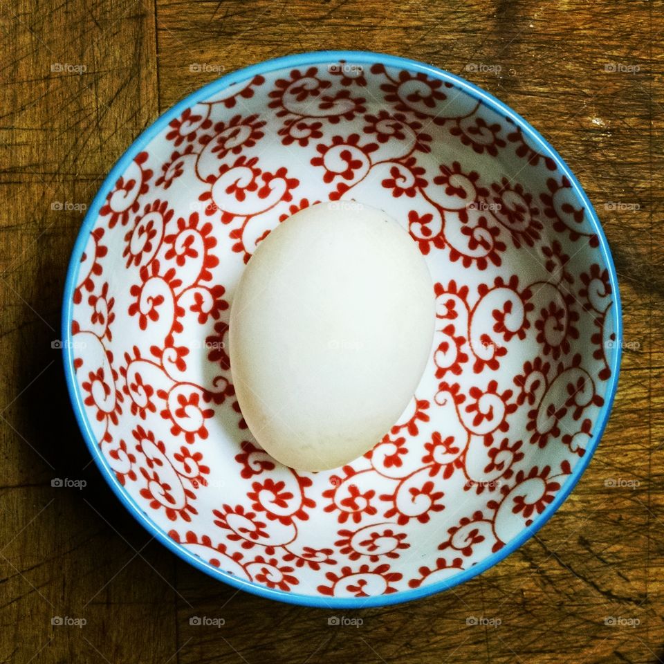 Duck egg in a bowl