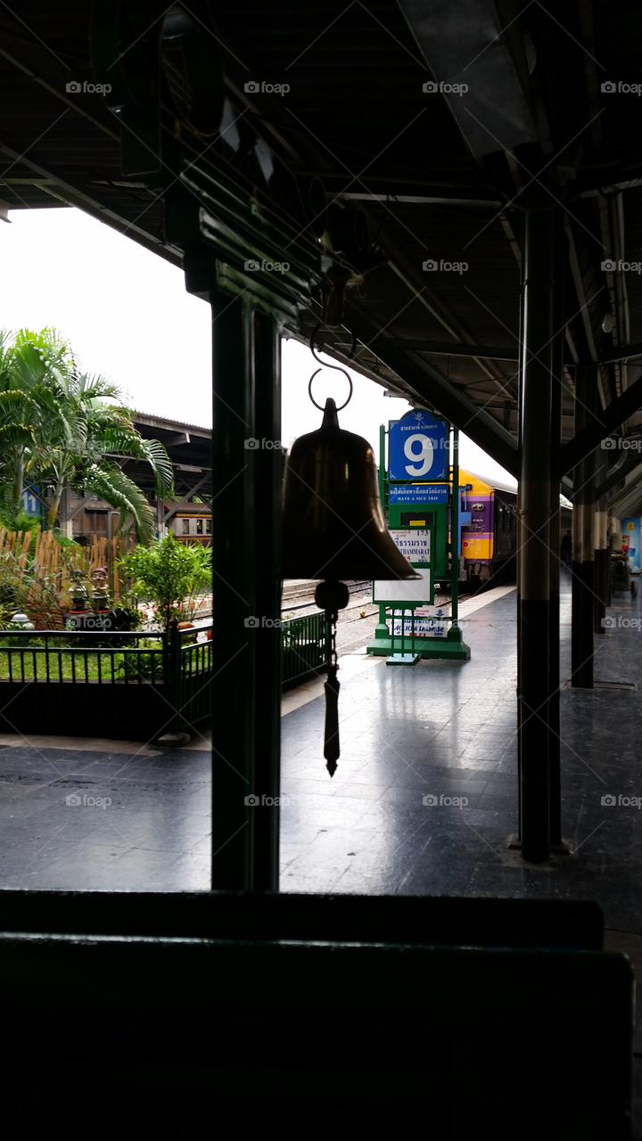 Ring my bell on track number nine. Train station in Bangkok,  Thailand