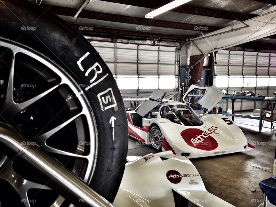 Auto race garage shot