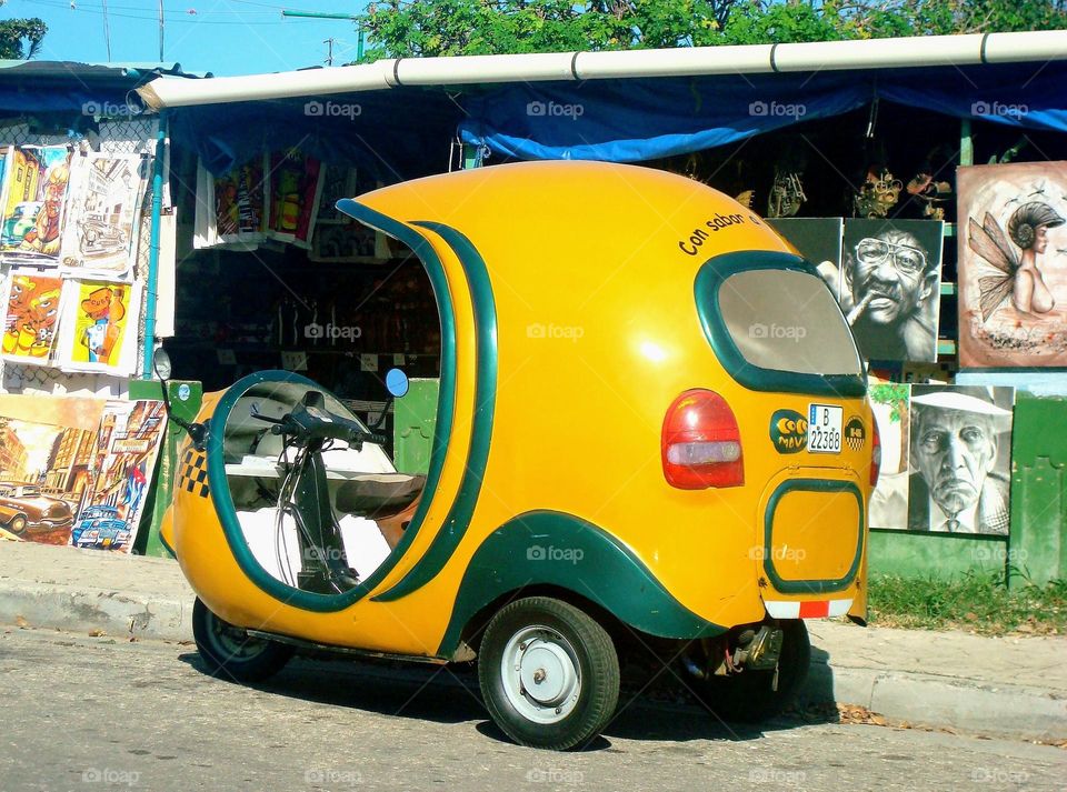 coquito, yellow vehicle, tourist transport in Varadero Cuba