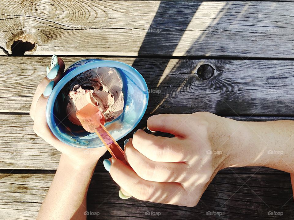 Woman eating ice cream 