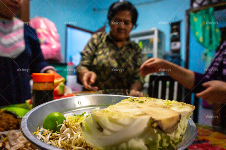 Preparing the food dinner for the whole family.