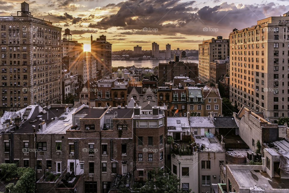 Sunset view from Upper West Side in Manhattan