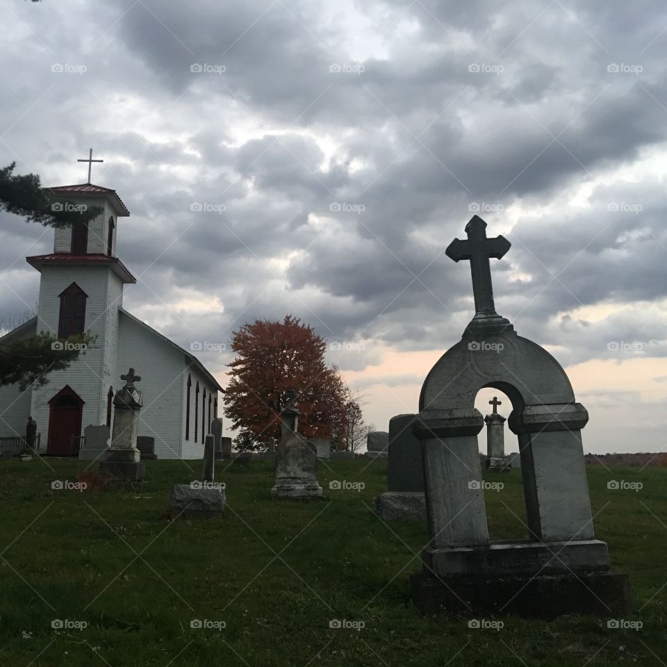 Unknown, abandoned church in Pennsylvania with super cool headstones. (Note one behind the other) taken with my phone so it's not nearly as great as it would have been with my camera, but I plan on going back to find it to get more amazing pics. The pics do no justice for the beauty. 