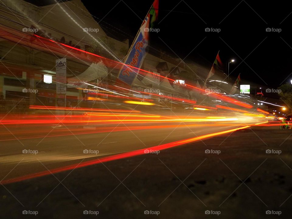 Motor vehicle lights at night