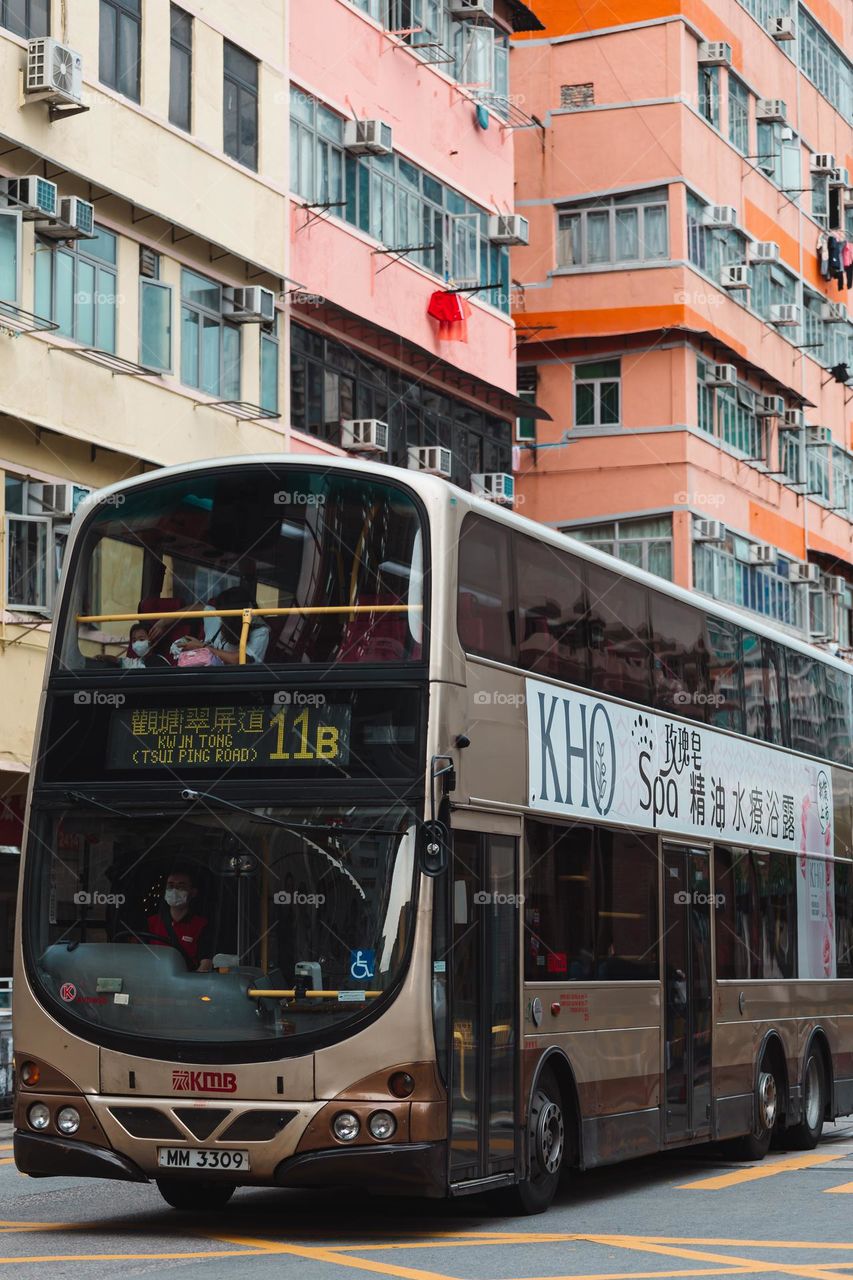 Transitional and classical public transport in Hong Kong: double-decker bus 