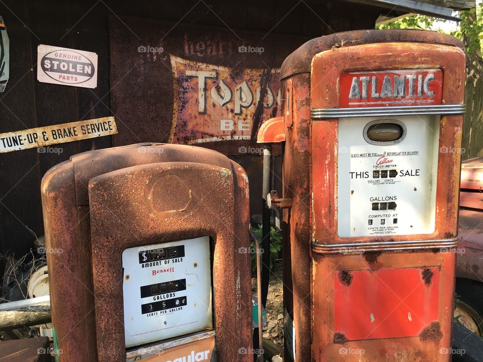 Antique gas pumps