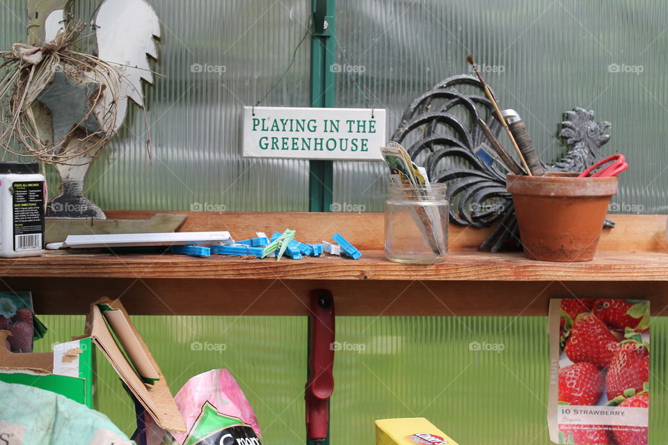playing in the greenhouse
