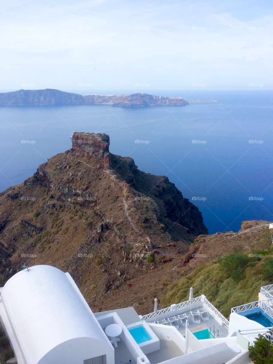 High angle view of white house near sea