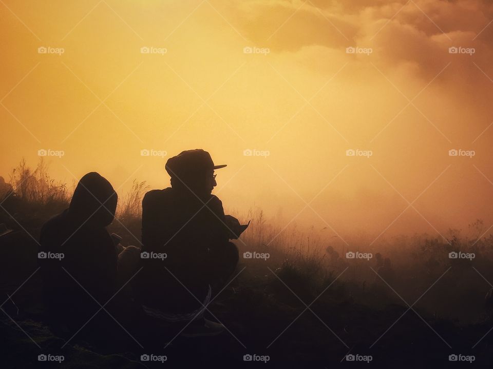 Cold weather on the top of mountain to see  sunrise