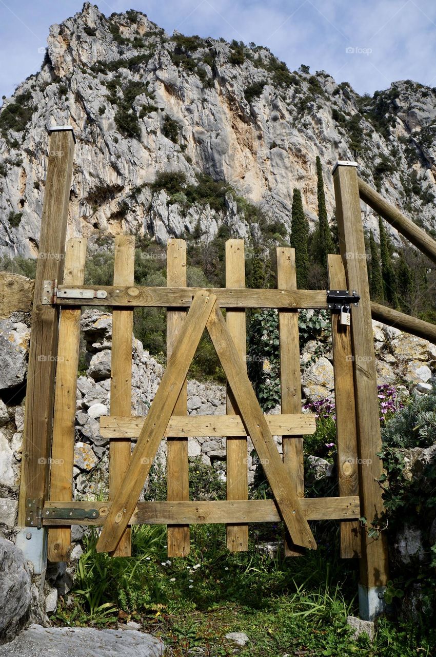 A wooden gate.